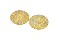 Gold Circle Charm, 2 Gold Plated Brass Circle Charms, Earrings, Findings (35x0.30mm) D1421