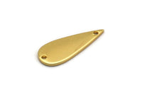 Gold Drop Charm, 4 Gold Plated Brass Drop Charms With 2 Holes, Connectors, Findings (22x8x1mm) D1244