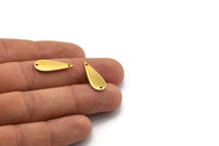 Gold Drop Charm, 4 Gold Plated Brass Drop Charms With 2 Holes, Connectors, Findings (22x8x1mm) D1244