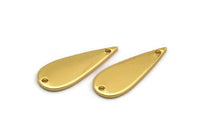 Gold Drop Charm, 4 Gold Plated Brass Drop Charms With 2 Holes, Connectors, Findings (22x8x1mm) D1244