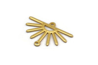 Gold Sun Charm, 8 Gold Plated Brass Sun Charms With 2 Loops (25x17x0.70mm) M01393