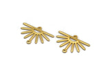 Gold Sun Charm, 8 Gold Plated Brass Sun Charms With 2 Loops (25x17x0.70mm) M01393