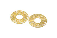 Gold Circle Charm, 2 Gold Plated Brass Circle Charms, Findings (40x0.40mm) D1418