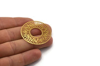 Gold Circle Charm, 2 Gold Plated Brass Circle Charms, Findings (40x0.40mm) D1418