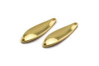 Gold Irregular Charm, 2 Gold Plated Brass Marquise Connectors With 2 Hole, Findings (36x10.5x1.5mm) D1174