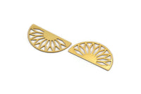 Gold Semi Circle, 10 Gold Plated Brass Semi Circle Charms, Earrings, Findings (19x10x0.30mm) F116