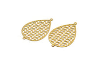 Gold Drop Charm, 10 Gold Plated Brass Drop Connectors With 2 Loops, Findings (31x20x0.30mm) F120