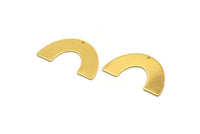 Gold Geometric Charm, 2 Gold Plated Brass Semi Circle Blanks With 1 Hole, Pendants, Findings (34x21x0.80mm) D1539