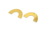 Gold Geometric Charm, 2 Gold Plated Brass Semi Circle Blanks With 1 Hole, Pendants, Findings (34x21x0.80mm) D1539