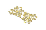 Brass Triangle Charm, 4 Raw Brass Rose And Eye Shaped Charms, Flower Findings (48x48x0.60mm) SMP0130 A2640