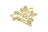Brass Triangle Charm, 4 Raw Brass Rose And Eye Shaped Charms, Flower Findings (48x48x0.60mm) SMP0130 A2640
