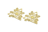 Brass Triangle Charm, 4 Raw Brass Rose And Eye Shaped Charms, Flower Findings (48x48x0.60mm) SMP0130 A2640