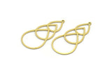 Brass Drop Charm, 12 Raw Brass Drop Shaped Charms With 1 Loop, Findings (39x19x0.60mm) SMP0144 A5756