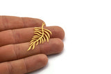 Gold Leaf Charm, 4 Gold Plated Brass Branch Charms With 1 Loop, Charm Pendants (47x21x0.60mm) A3437 Q0202
