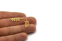 Gold Leaf Charm, 12 Gold Plated Brass Leaf Charms With 1 Loop, Charm Pendants (24x9x0.60mm) A3298 H1039