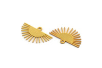 Gold Sun Charm, 12 Gold Plated Brass Sun Charms With 1 Loop, Findings (20x13x0.60mm) A4057