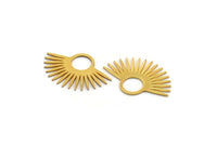 Gold Sun Charm, 6 Gold Plated Brass Sunshine Charms, Pendants, Findings (23x15x0.60mm) A3876