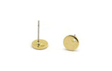 Brass Cabochon Earring, 12 Raw Brass Cabochon Stud Earrings With 1 Hole (7x1mm) E077 A6668
