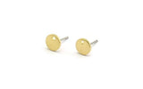 Brass Cabochon Earring, 12 Raw Brass Cabochon Stud Earrings With 1 Hole (7x1mm) E077 A6668