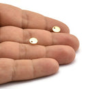 Brass Cabochon Earring, 12 Raw Brass Cabochon Stud Earrings With 1 Hole (7x1mm) E077 A6668