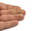 Brass Round Charm, 4 Raw Brass Mountain Patterned Round Shaped Charms With 1 Loop, Charm Pendants (33x31x0.80mm) A6692