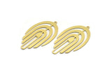 Brass Fringed Charm, 4 Raw Brass Fringe Shaped Charms With 1 Loop (43.5x24x0.60mm) A6726