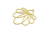 Brass Flower Charm, 4 Raw Brass Flower Charms With 1 Loop, Charm Pendants (33x30x0.60mm) A6742