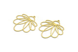 Brass Flower Charm, 4 Raw Brass Flower Charms With 1 Loop, Charm Pendants (33x30x0.60mm) A6742