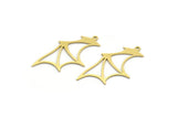 Brass Wing Charm, 8 Raw Brass Bat Wing Charms With 1 Loop, Charm Pendants (35x19.5x0.60mm) A6762