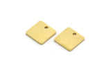 Brass Square Charm, 50 Raw Brass Tiny Square Charms With 1 Hole (8.5x0.80mm) A6788