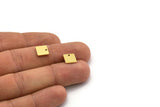 Brass Square Charm, 50 Raw Brass Tiny Square Charms With 1 Hole (8.5x0.80mm) A6788
