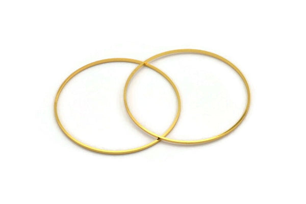 52mm Circle Connectors, 4 Gold Plated Brass Circle Connectors (52x1x1mm) A4075