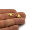 Gold Sun Charm, 24 Gold Plated Brass Sun Charms With 2 Loops, Connectors (15x11x0.60mm) A3651