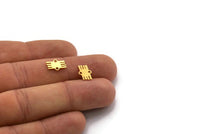 Gold Ethnic Charm, 24 Gold Plated Brass Ethnic Motif Charms With 2 Loops, Earring Charms, Connectors (11x7x0.60mm) A4091