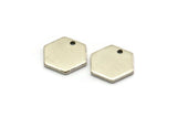 Silver Hexagon Charm, 12 Antique Silver Plated Brass Hexagon Stamping Blanks With 1 Hole, (10x1mm) D0737