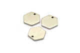 Silver Hexagon Charm, 12 Antique Silver Plated Brass Hexagon Stamping Blanks With 1 Hole, (10x1mm) D0737