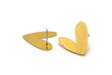 Gold Heart Earring, 4 Gold Plated Brass Heart Shaped Stud Earrings (18x17x0.80mm) A2717 H0231