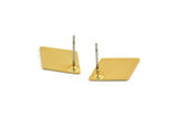 Gold Diamond Earring, 4 Gold Plated Brass Diamond Stud Earrings (17x12mm) D0005 A1317