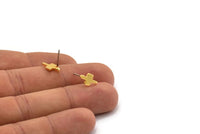 Gold T Earring, 6 Gold Plated Brass T Shape Stud Earrings (11x6x1mm) D951 A1243