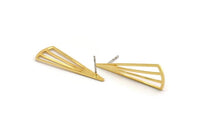 Gold Triangle Earring, 4 Gold Plated Brass Triangle Earrings With 1 Hole (36x12x0.80mm) D1173 A1336