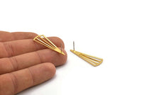 Gold Triangle Earring, 4 Gold Plated Brass Triangle Earrings With 1 Hole (36x12x0.80mm) D1173 A1336