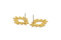 Earring Studs, 6 Gold Plated Brass - Ethnic Motif Shaped Stud Earrings - Gold Earrings - Earrings (17x13x0.60mm) A2985
