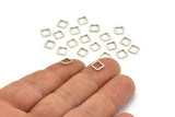 Silver Square Connector, 24 Tiny Antique Silver Plated Brass Square Connectors (6x0.90mm) Bs-1114