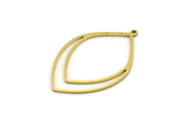 Brass Drop Charm, 2 Raw Brass Drop Shaped Charms With 1 Loop, Findings (36x23x0.80mm) SMP0151 A6892