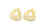 Brass Flower Earring, 6 Raw Brass Lotus Flower Stud Earrings, Findings (20x19x0.60mm) A3599