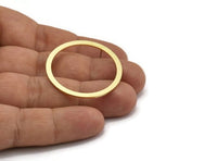 35mm Circle Earring, 4 Raw Brass Circle Stud Earrings (35x2x1mm) A5700 A3551
