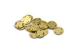Brass Round Charm, 24 Raw Brass Round Shaped Charms With 6 Holes, Connectors (11x1mm) A6802