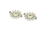 Silver Sun Charm, 24 Antique Silver Plated Brass Sun Connectors With 2 Loops, Findings (19x15x0.80mm) M01306