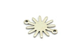 Silver Sun Charm, 24 Antique Silver Plated Brass Sun Connectors With 2 Loops, Findings (19x15x0.80mm) M01304
