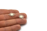 Silver Sun Charm, 24 Antique Silver Plated Brass Sun Connectors With 2 Loops, Findings (19x15x0.80mm) M01304